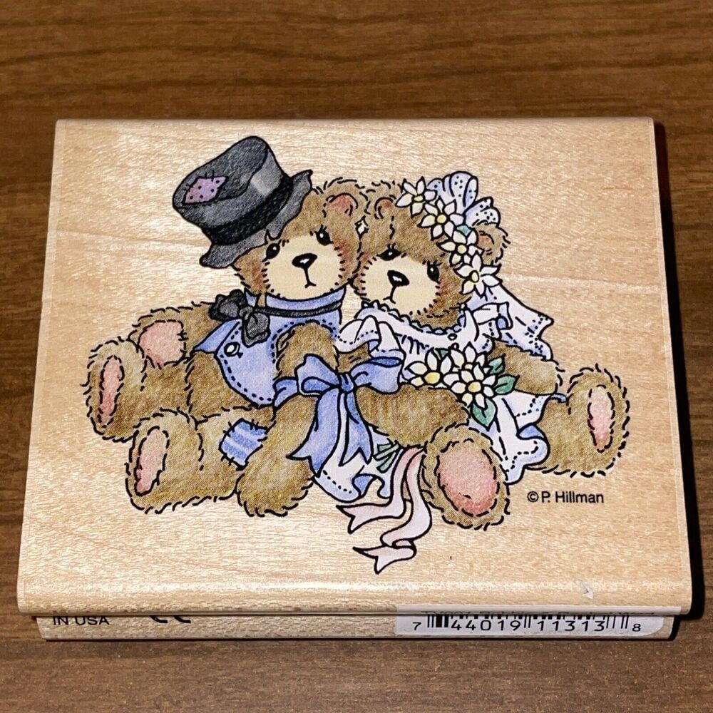 Stampendous Rubber Stamps 1998 Robbie And Rachel Wed TV001 Cherished Teddies